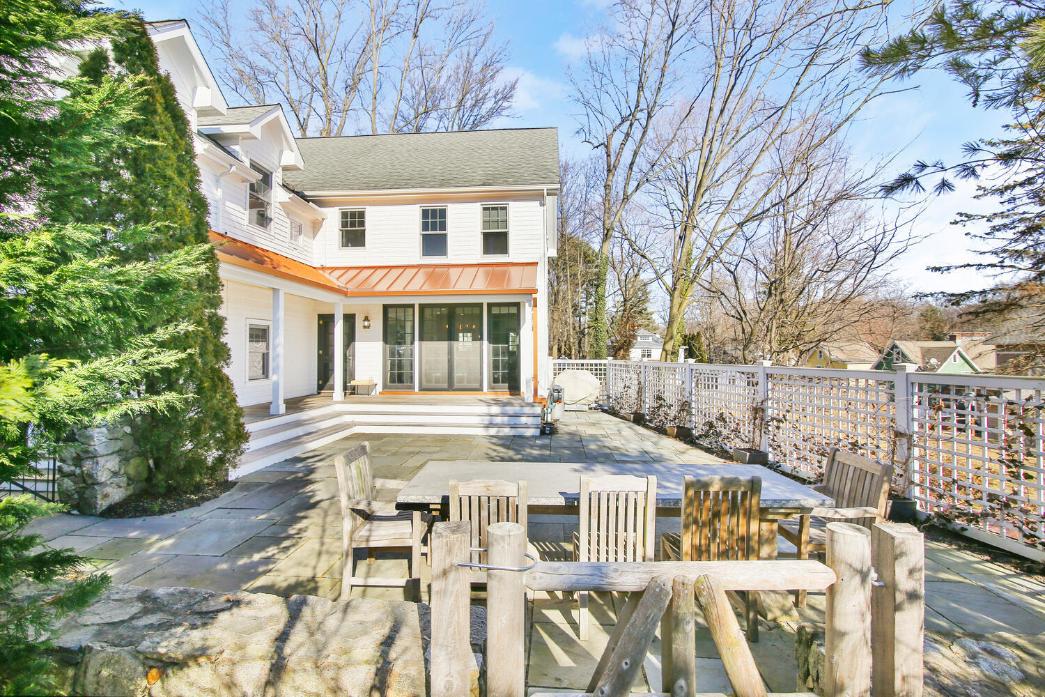 12 Pond Ridge Lane Rowayton, CT 06853 - Photo 28 of 35 a view of a white house with a swimming pool