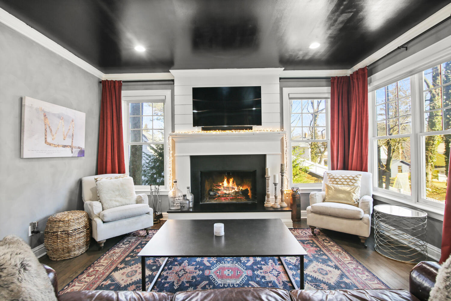 12 Pond Ridge Lane Rowayton, CT 06853 - Photo 7 of 35 a living room with furniture flat screen tv and a fireplace