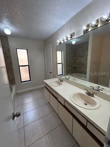 a bathroom with a bathtub