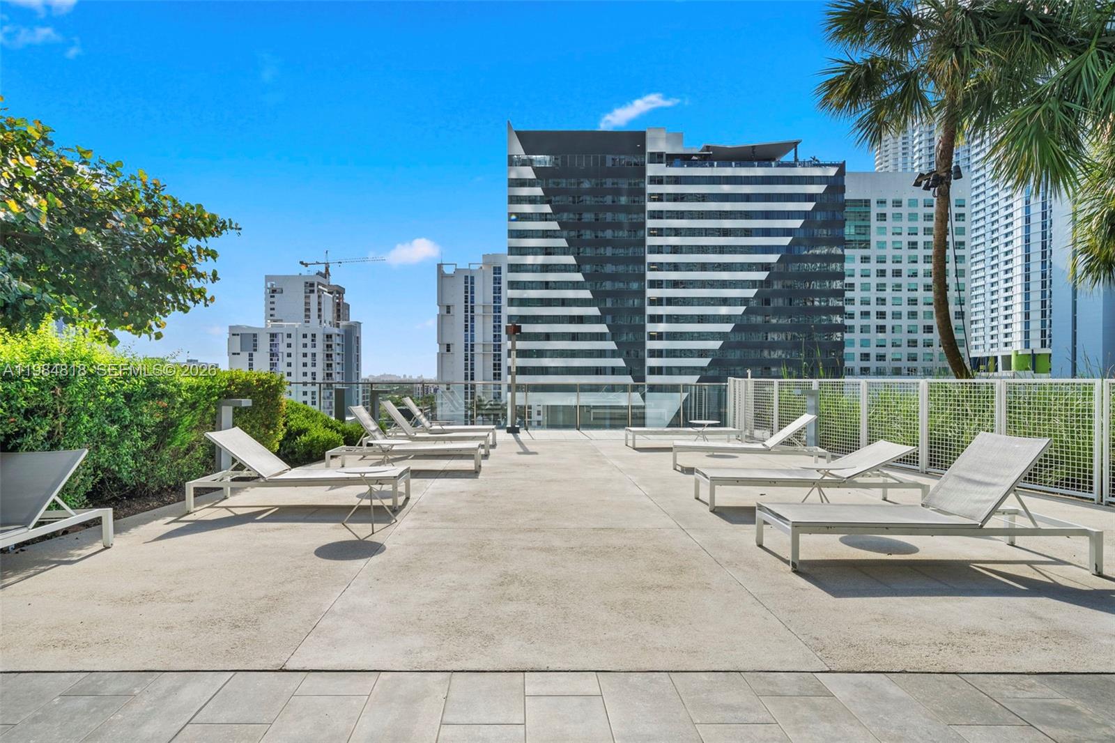 88 Southwest 7th Street, Unit 809 Miami, FL 33130 - Photo 30 of 39 a row of palm trees in patio of a house