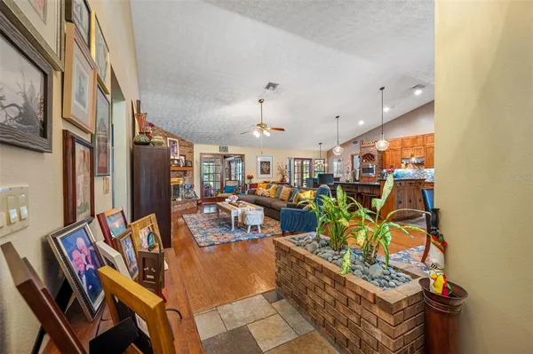 a kitchen with lots of counter top space