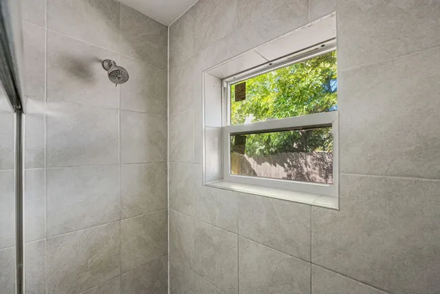 a bathroom with a window