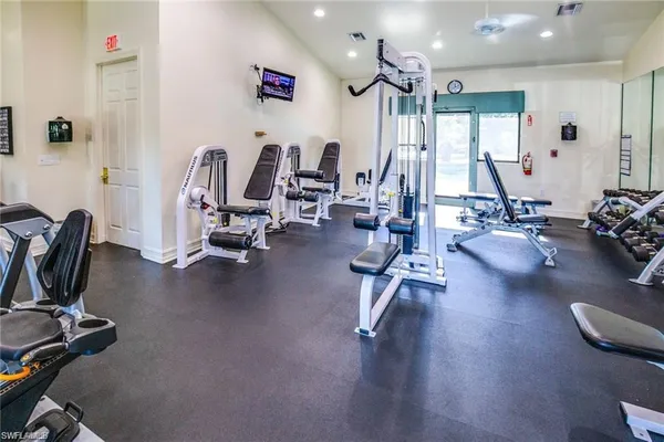 a view of a room with gym equipment