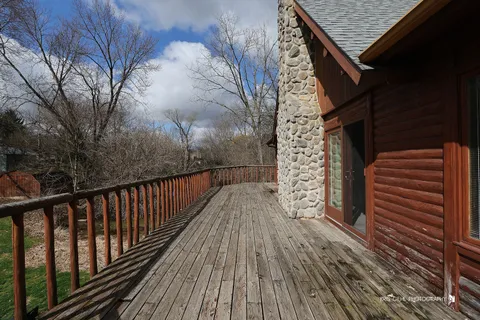a view of wooden balcony
