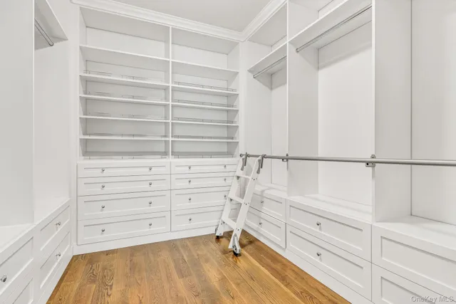 a view of an empty walk in closet