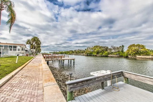 a view of a yard with swimming pool