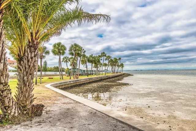 swimming pool view with a garden