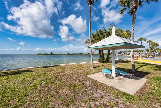 a view of a yard with a slide