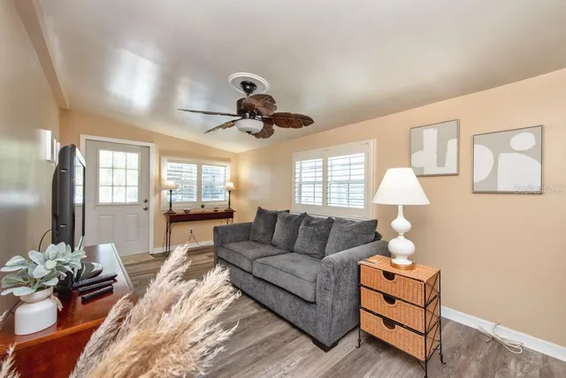 a living room with furniture