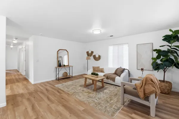 a living room with furniture