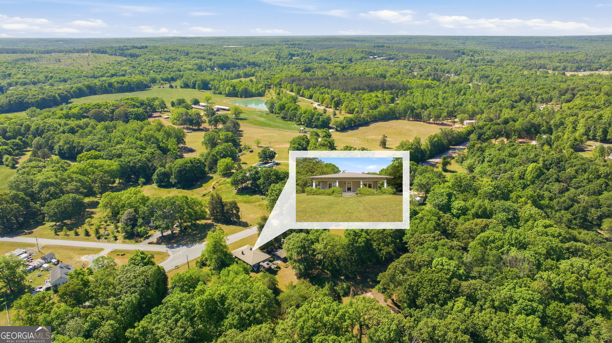 3213 Highway 326 Commerce, GA 30530 - Photo 39 of 40 an aerial view of a house with a yard