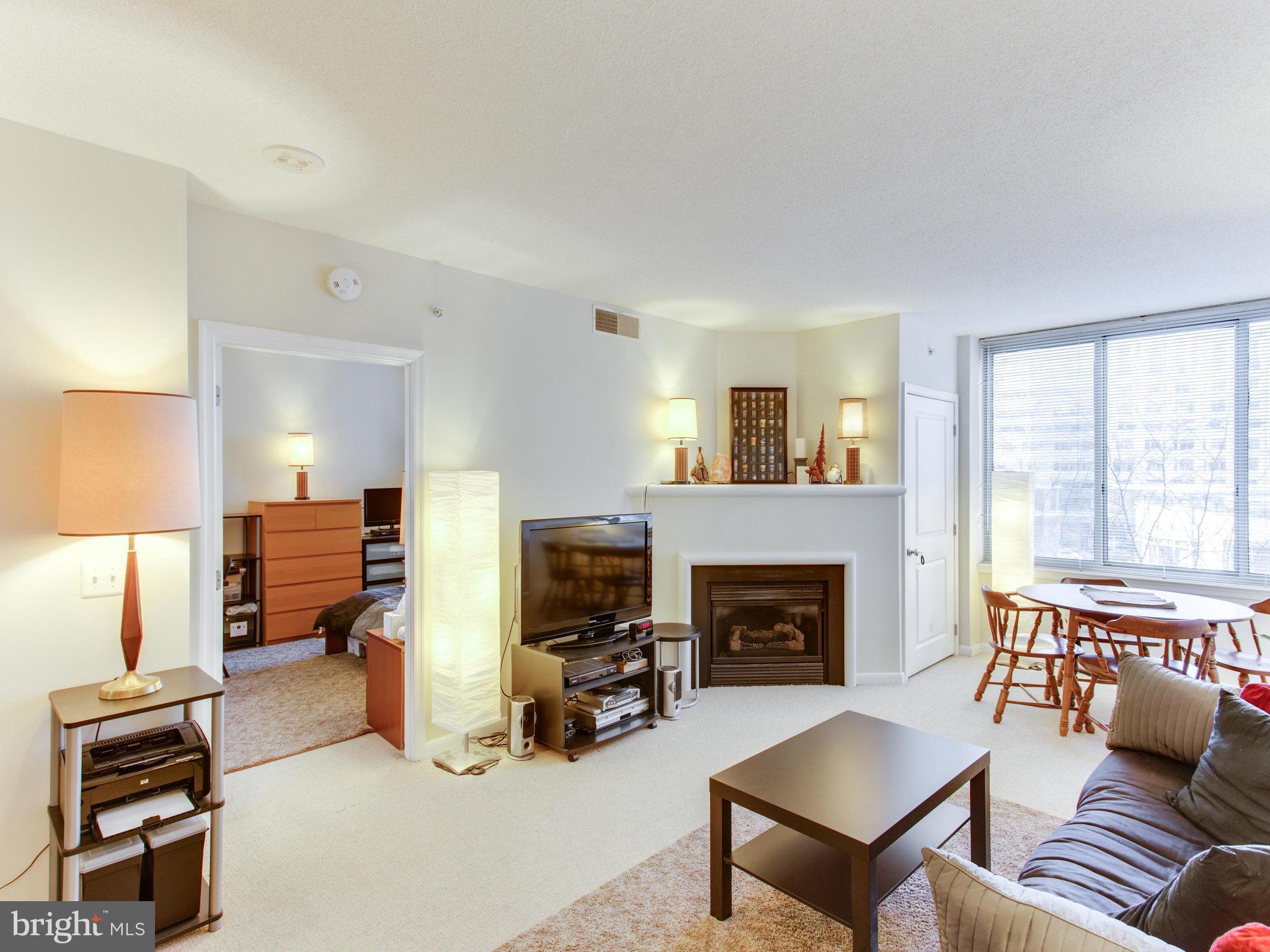 851 North Glebe Road, Unit 403 Arlington, VA 22203 - Photo 2 of 28 a living room with furniture and a fireplace