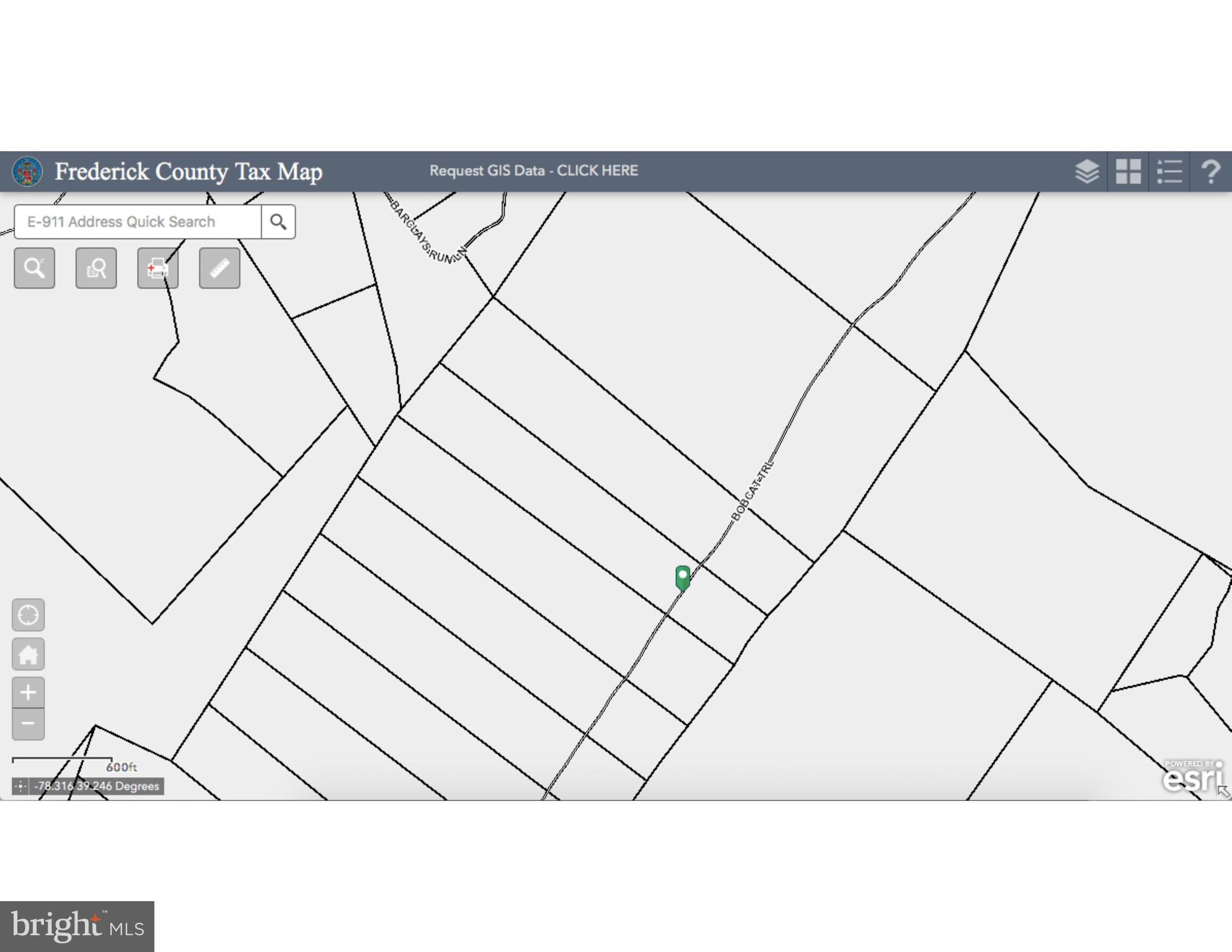 Bobcat Trail Winchester, VA 22602 - Photo 3 of 15 County GIS Map - Green Marker is Lot Location