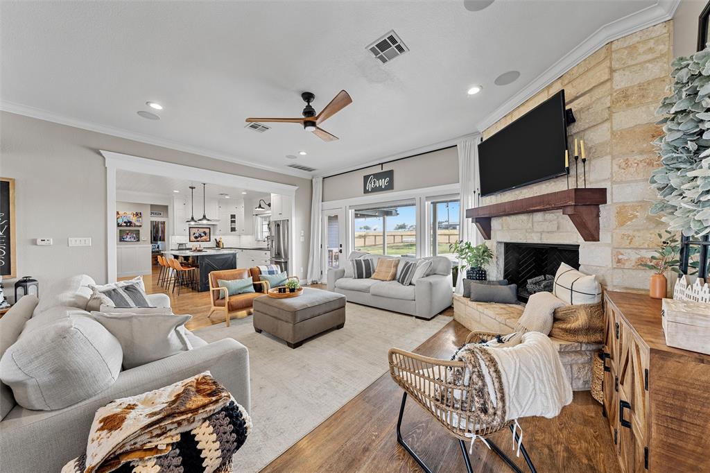 2045 Iron Bridge Road Lorena, TX 76655 - Photo 8 of 40 a living room with furniture fireplace and a flat screen tv