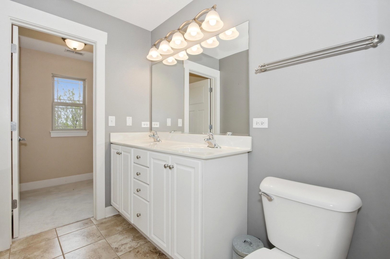 15749 West Crobally Way Manhattan, IL 60442 - Photo 13 of 24 a bathroom with a double vanity sink mirror and toilet