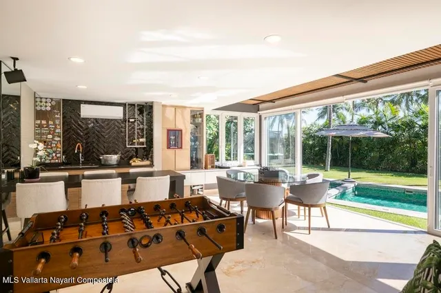 a view of a dining space with furniture