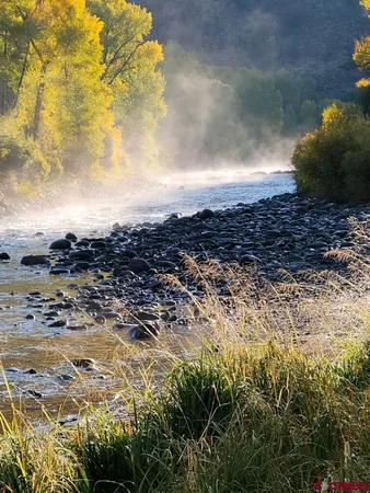 a view of a house with a big yard and large trees