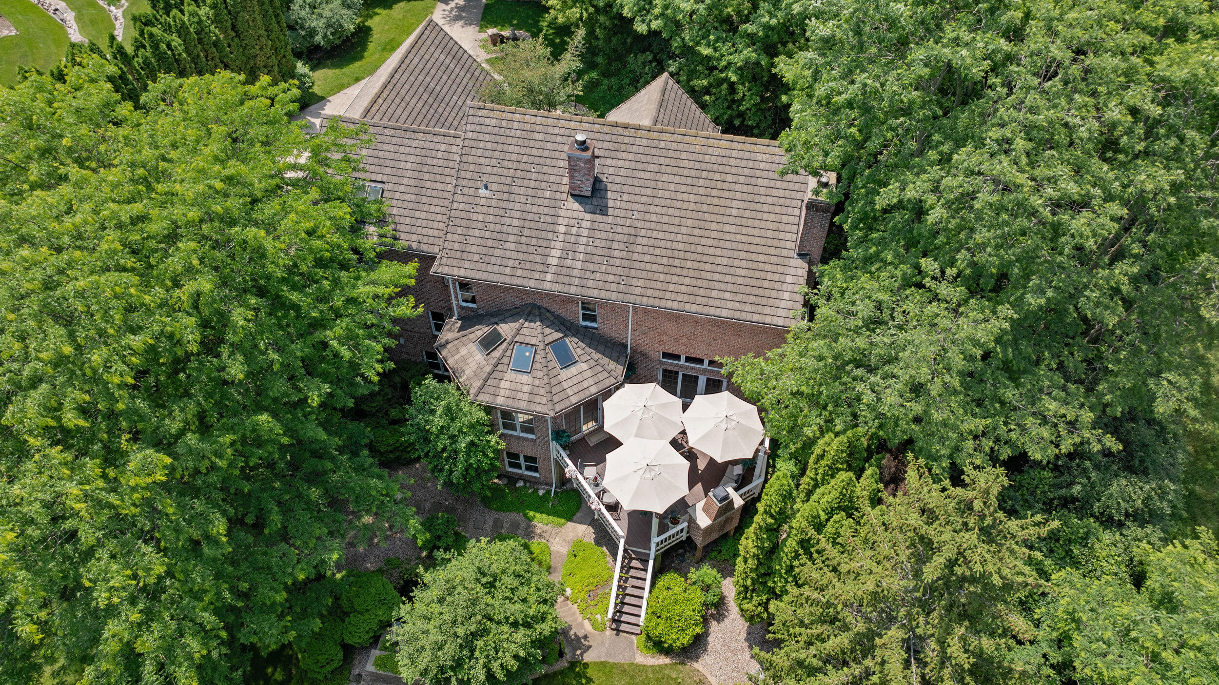 N27W5230 Hamilton Road Cedarburg, WI 53012 - Photo 64 of 67 Overhead Drone Exterior Deck View