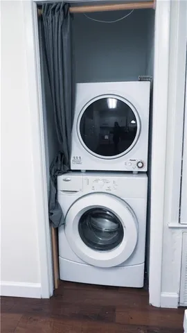a utility room with dryer and washer