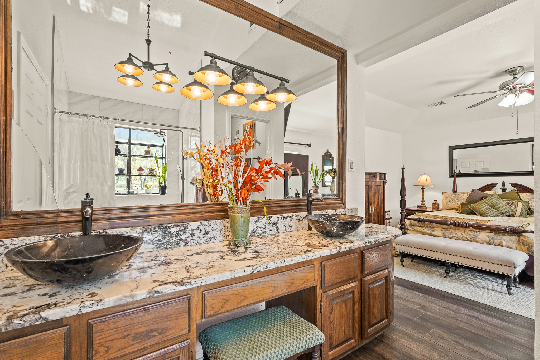 1505 Wagon Road Simonton, TX 77485 - Photo 16 of 50 a view of a kitchen area with furniture and chandelier