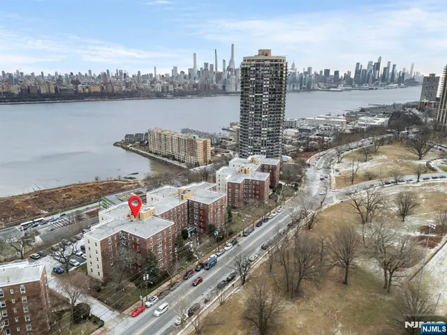 a view of a city and lake