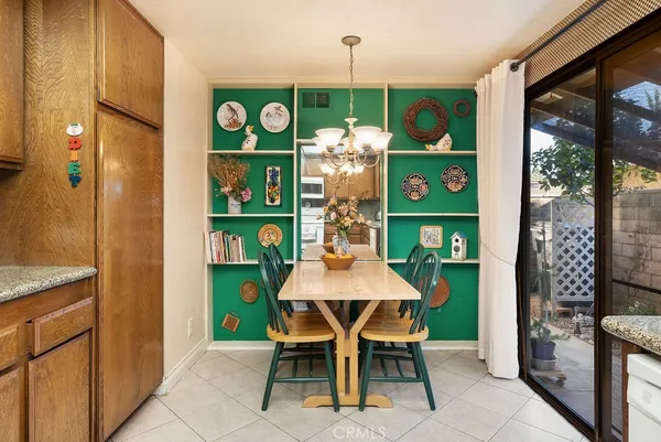 a table and chairs in a room
