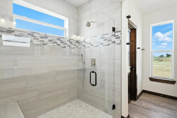 a bathroom with a shower
