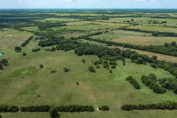 a view of a field with an ocean