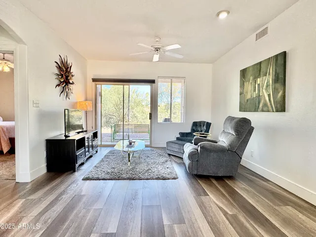 a view of an chairs in front of house