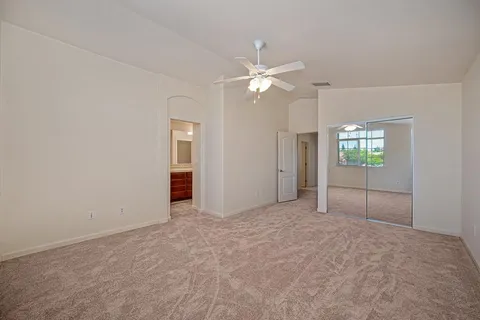 a view of an empty walk in closet