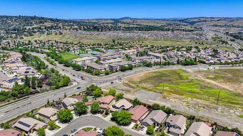 an aerial view of a house
