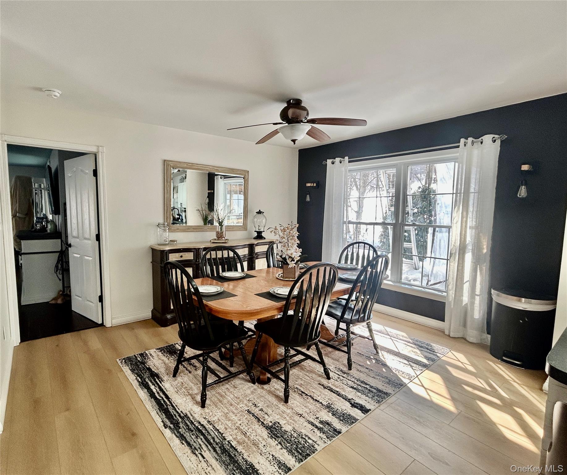 290 Gulf Road Roscoe, NY 12776 - Photo 19 of 30 Dining space featuring a ceiling fan and light wood-style flooring