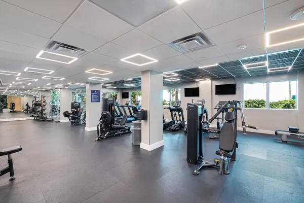 a view of a room with gym equipment