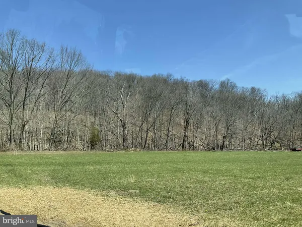 a view of a field with trees in background
