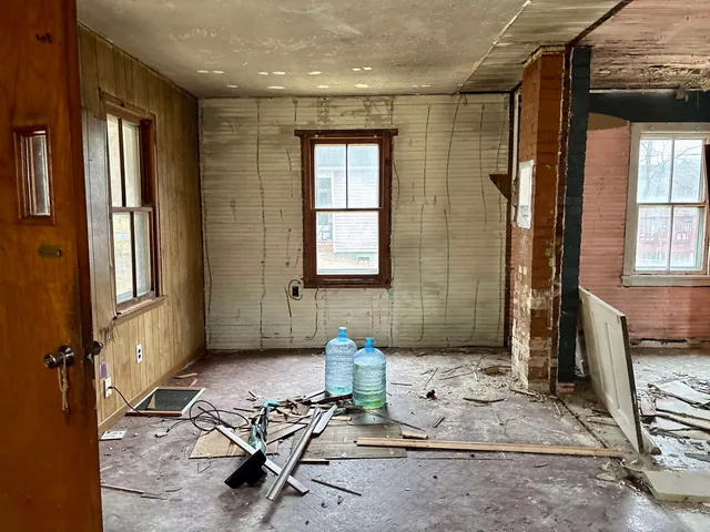 a house with trees in front of it