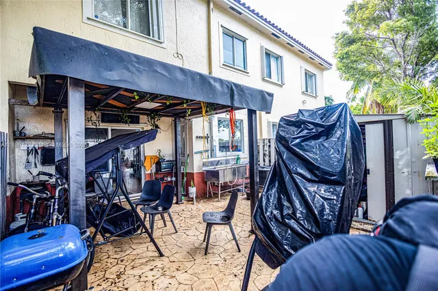 a view of outdoor space with seating area