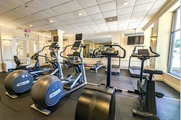 a view of a room with gym equipment