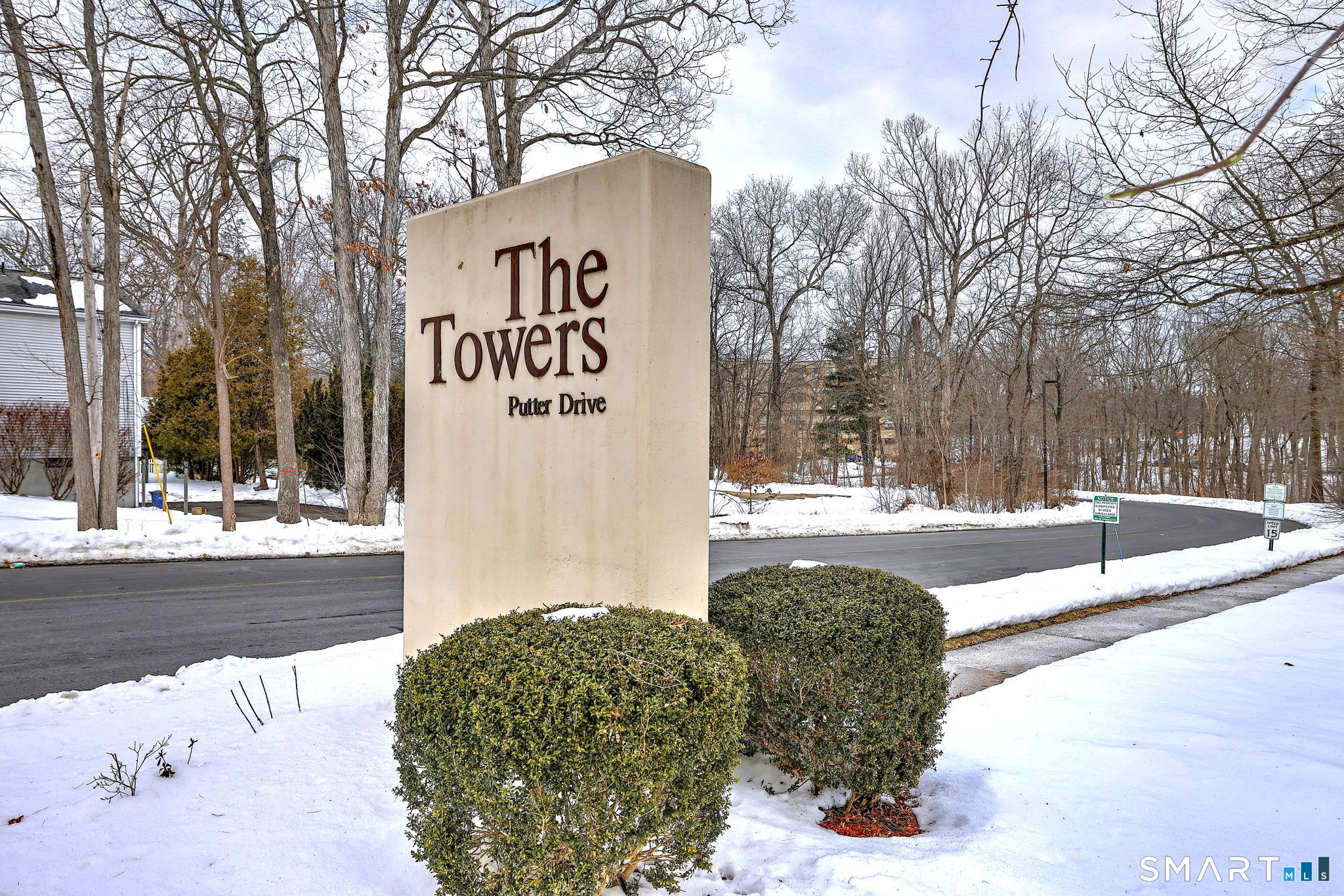 a view of outdoor space with garden and trees