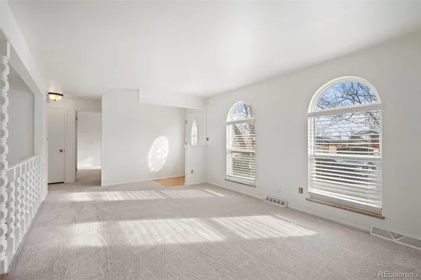 a view of a livingroom with a window