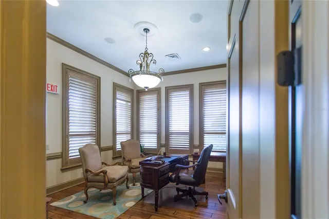 an aerial view of a house