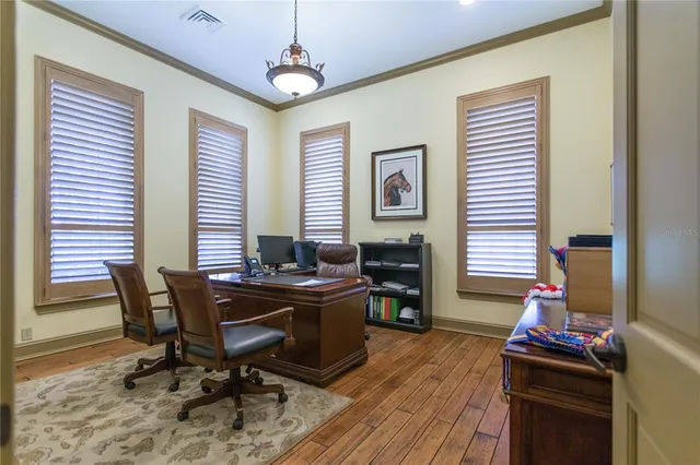 a view of a lake with a big yard