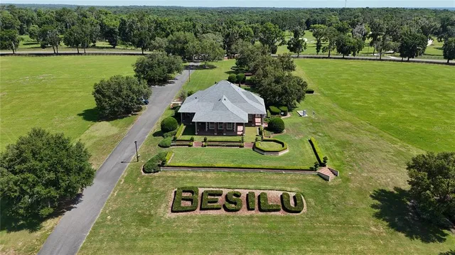 a view of a garden with a lake