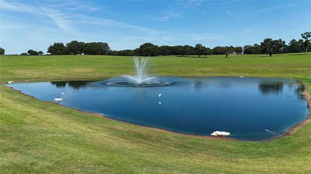 a aerial view of a house with big yard and large tree