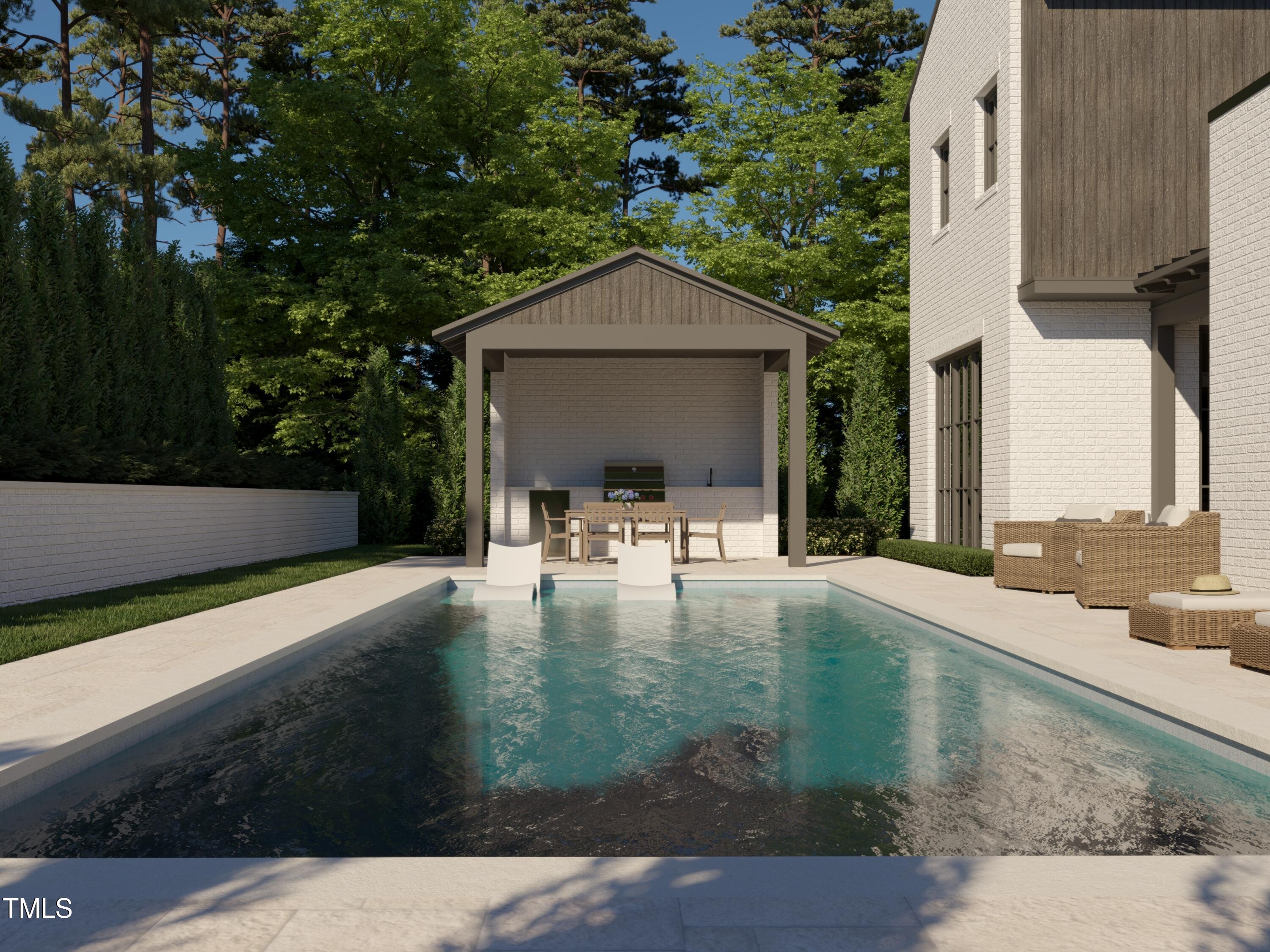 1222 Duplin Road Raleigh, NC 27607 - Photo 38 of 39 a swimming pool with barbeque outdoor seating and yard