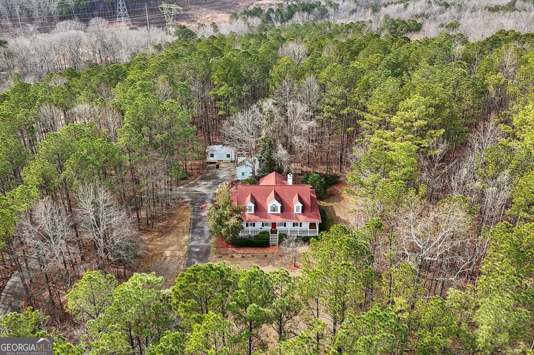 378 Pierce Chapel Road Newnan, GA 30263 - Photo 52 of 66 an aerial view of a house with a yard and large trees