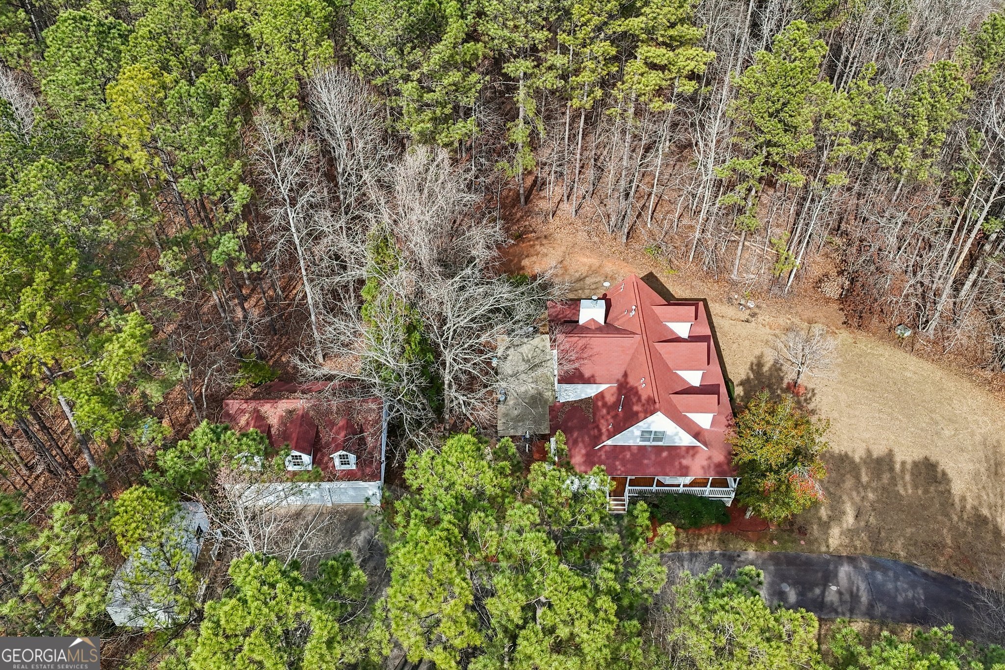 378 Pierce Chapel Road Newnan, GA 30263 - Photo 59 of 66 an aerial view of residential house with outdoor space and trees all around
