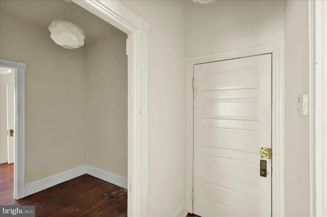 a view of small space with wooden floor