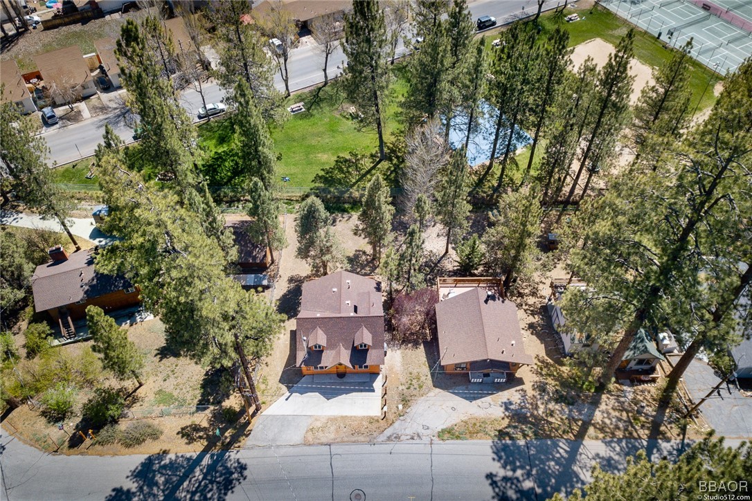 308 Eagle Drive Big Bear Lake, CA 92315 - Photo 27 of 29 an aerial view of a house with a yard and garden