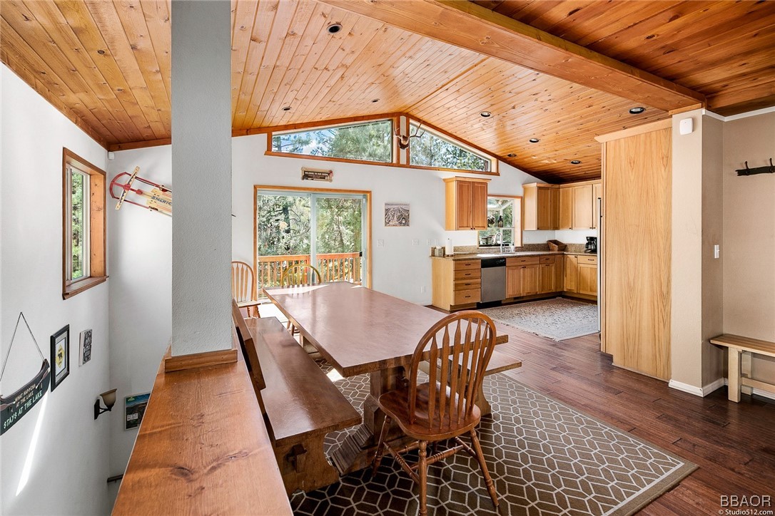 308 Eagle Drive Big Bear Lake, CA 92315 - Photo 7 of 29 a view of a dining room with furniture window and wooden floor