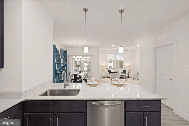 a kitchen with counter space and sink